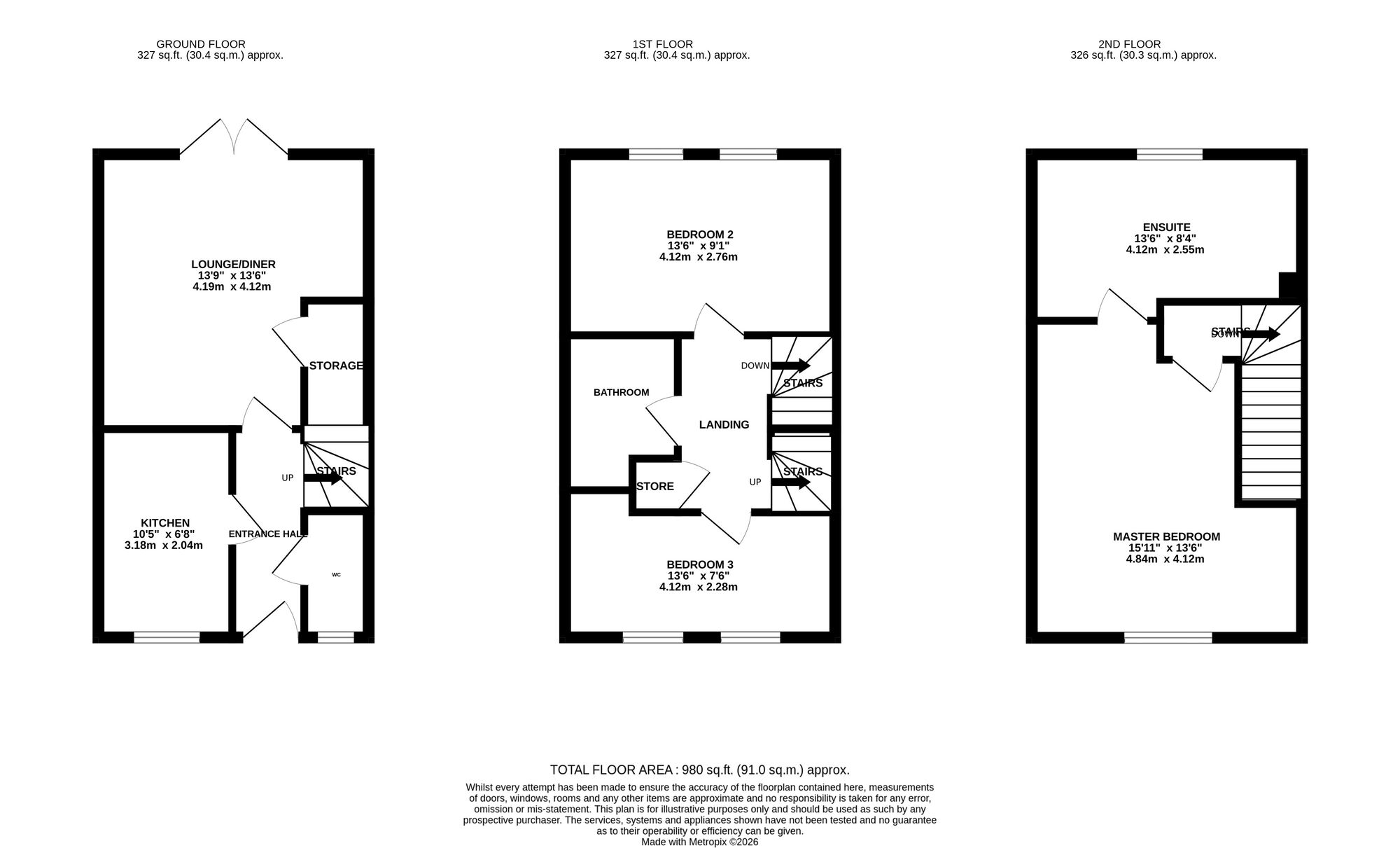 Floorplan of 3 bedroom House for sale, Peak Close, Belper, Derbyshire, DE56