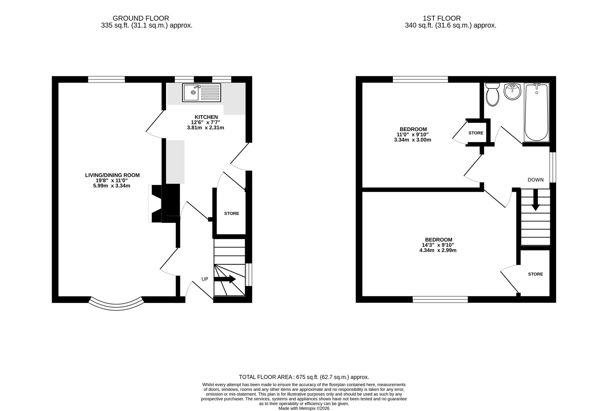 Floorplan of 2 bedroom Semi Detached House for sale, Bradshaw Drive, Holbrook, Derbyshire, DE56