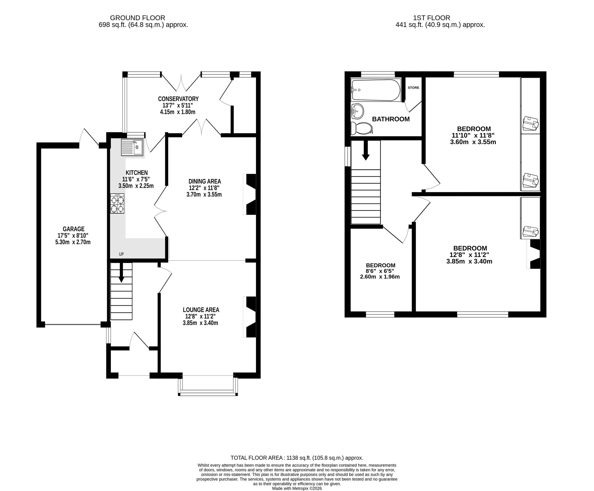 Floorplan of 3 bedroom Semi Detached House for sale, Laund Nook, Belper, Derbyshire, DE56