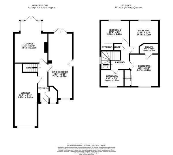 Floorplan of 3 bedroom Detached House for sale, Woodside, Crich, Derbyshire, DE4