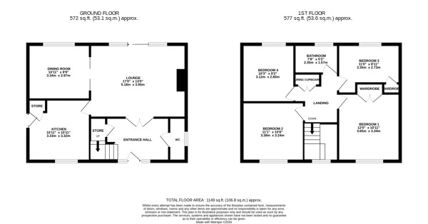 Floorplan of 4 bedroom Detached House for sale, Melbourn Close, Duffield, Derbyshire, DE56