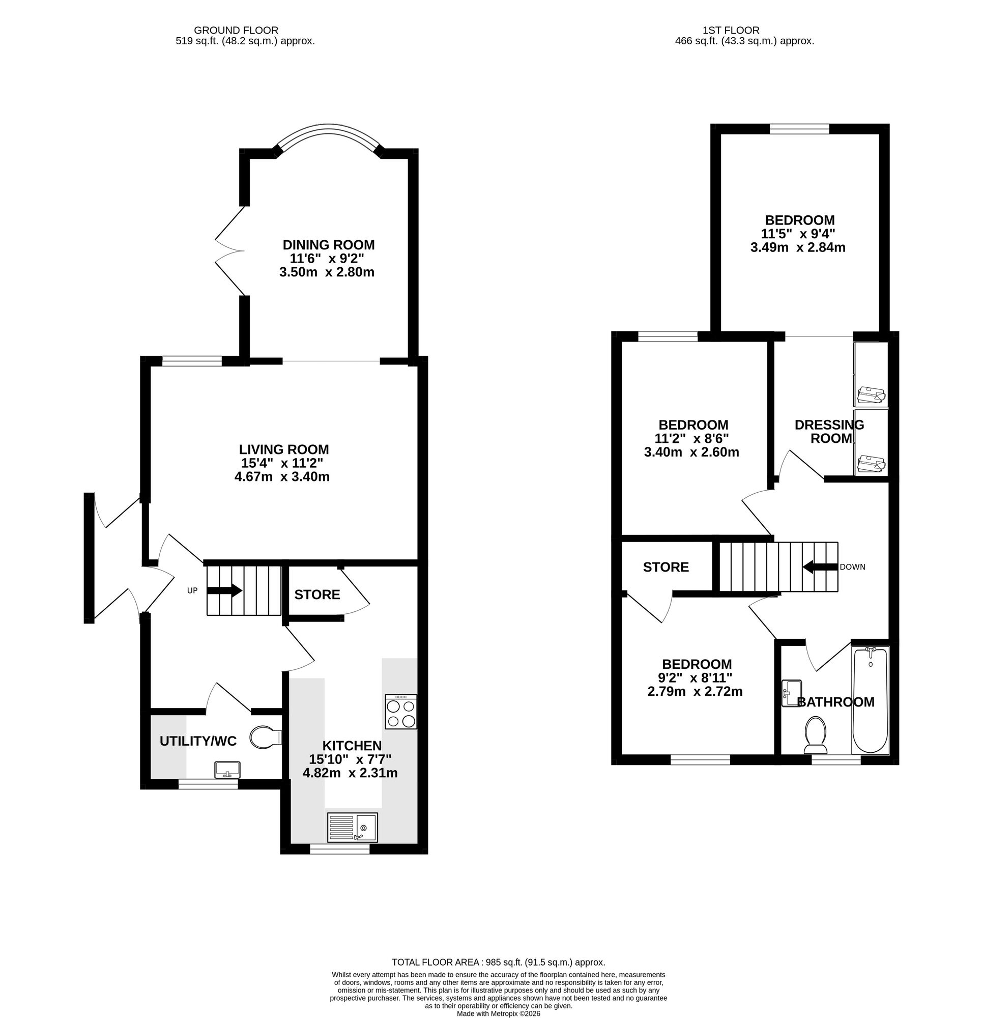 Floorplan of 3 bedroom Semi Detached House for sale, Laund Avenue, Belper, Derbyshire, DE56