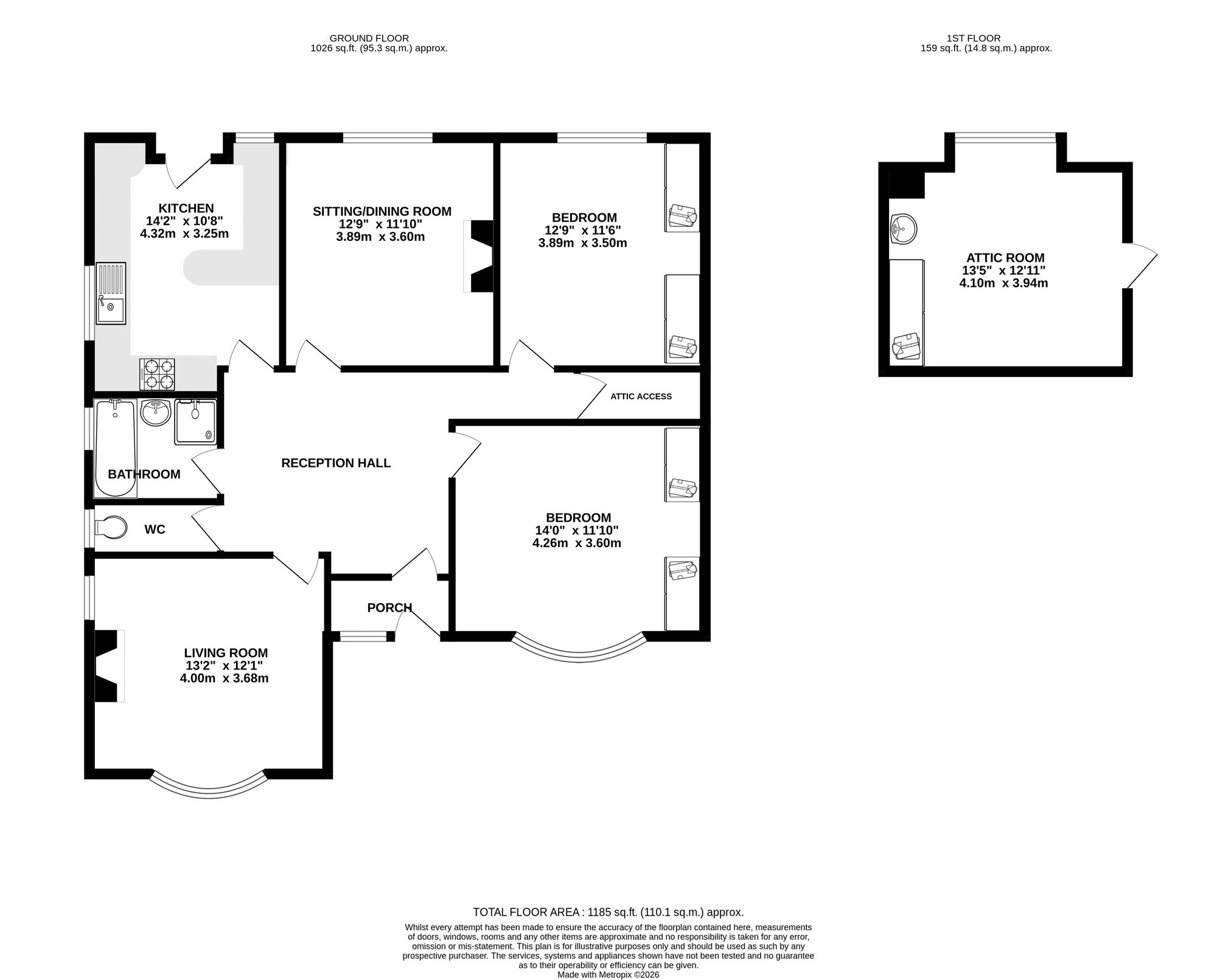 Floorplan of 3 bedroom Detached Bungalow for sale, Kilbourne Road, Belper, Derbyshire, DE56