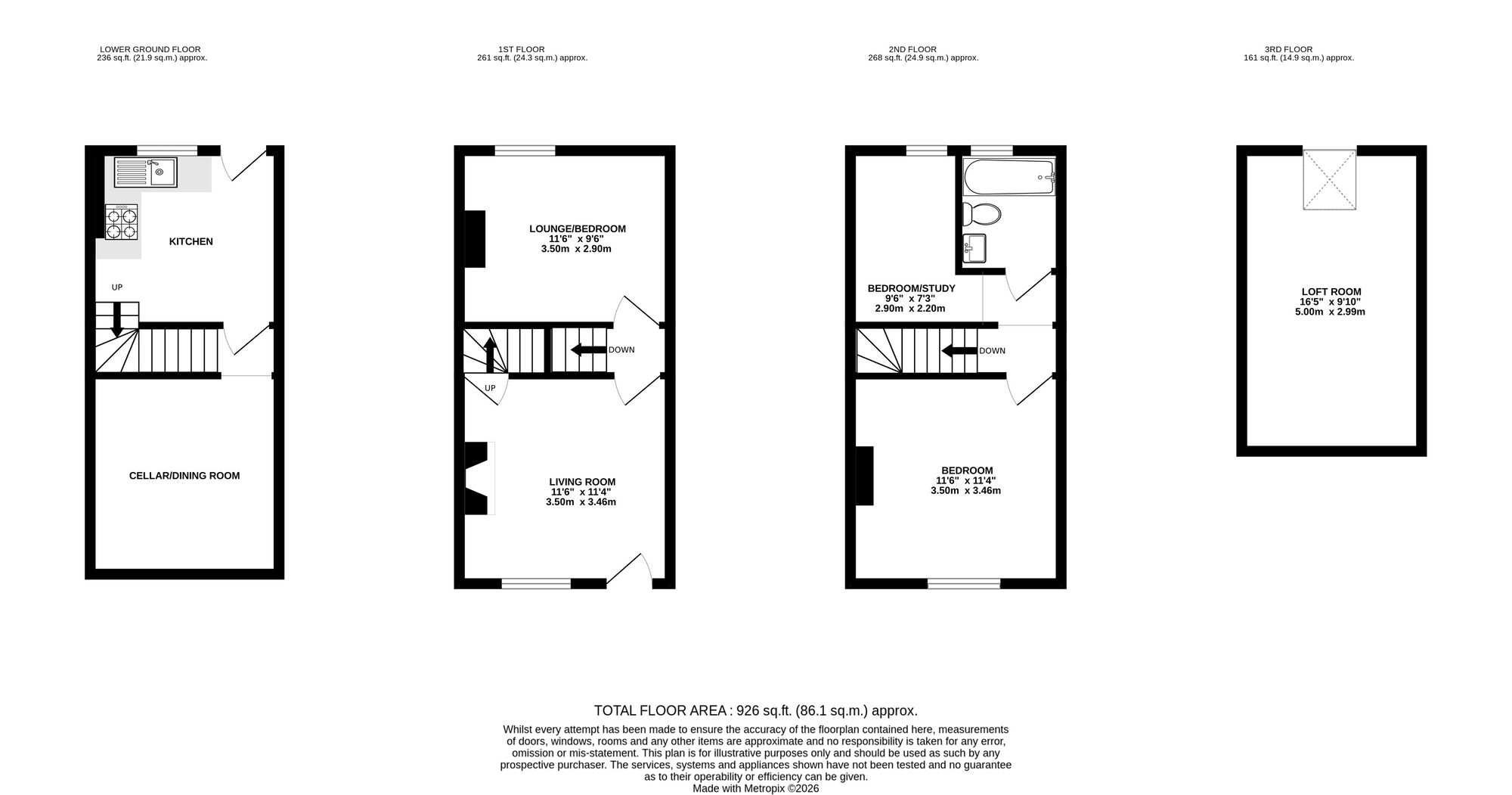 Floorplan of 2 bedroom End Terrace House for sale, Nottingham Road, Belper, Derbyshire, DE56