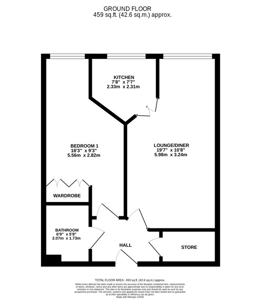 Floorplan of 1 bedroom Flat for sale, Kedleston Close, Belper, Derbyshire, DE56