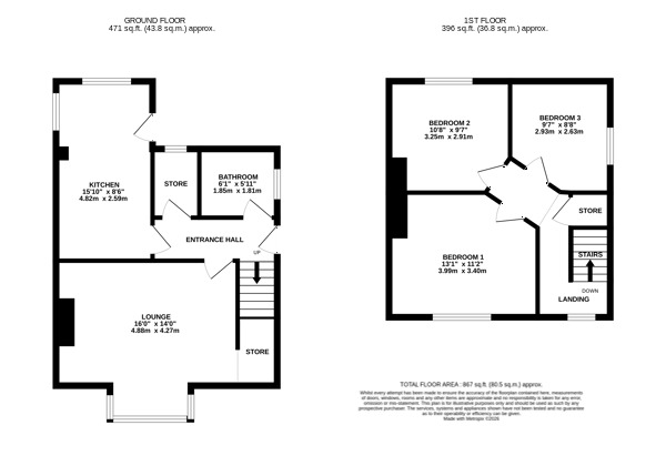 Floorplan of 3 bedroom Detached House for sale, Over Lane, Belper, Derbyshire, DE56