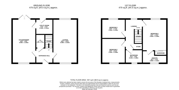 Floorplan of 3 bedroom Mid Terrace House for sale, Hilltop Rise, Belper, Derbyshire, DE56