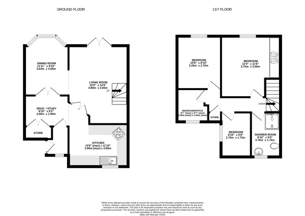 Floorplan of 4 bedroom Semi Detached House for sale, Brampton Court, Belper, Derbyshire, DE56