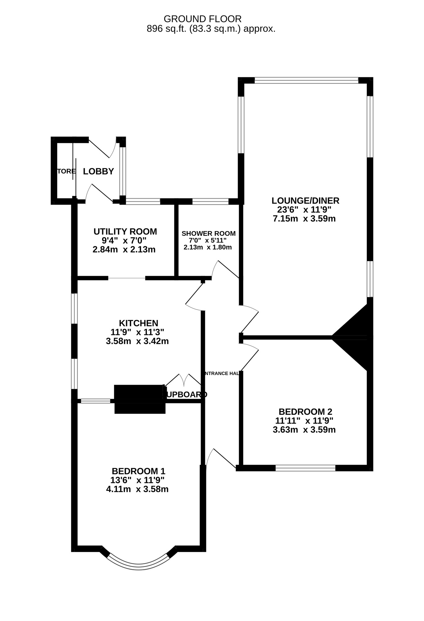 Floorplan of 2 bedroom Detached Bungalow for sale, Spencer Road, Belper, Derbyshire, DE56
