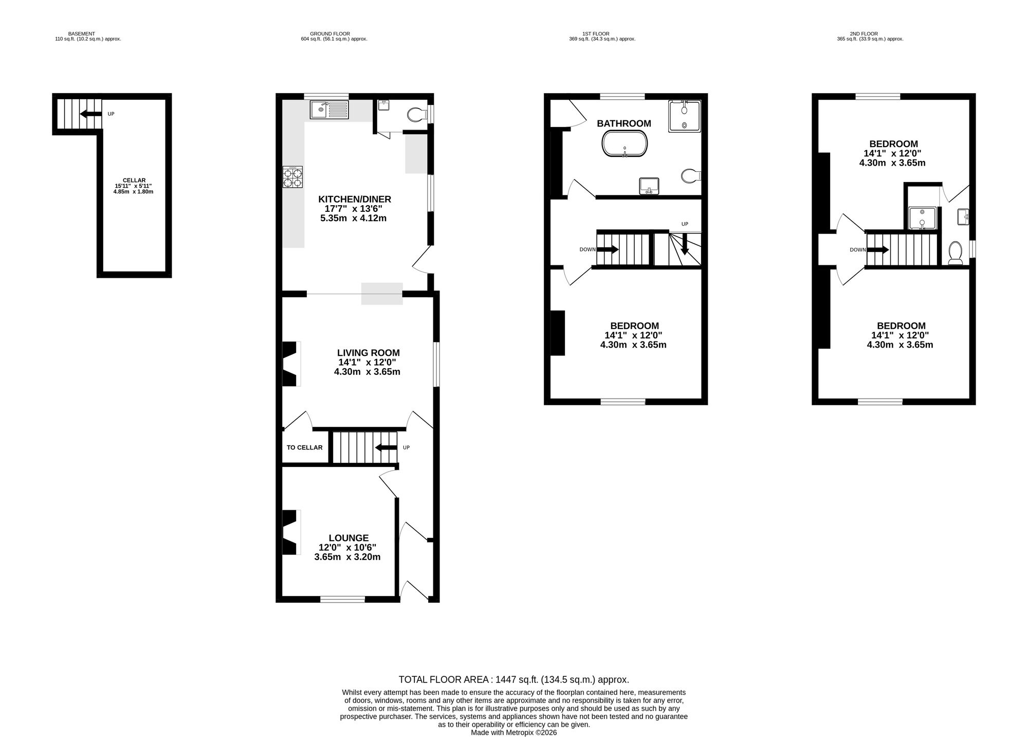 Floorplan of 3 bedroom End Terrace House for sale, Matlock Road, Belper, Derbyshire, DE56