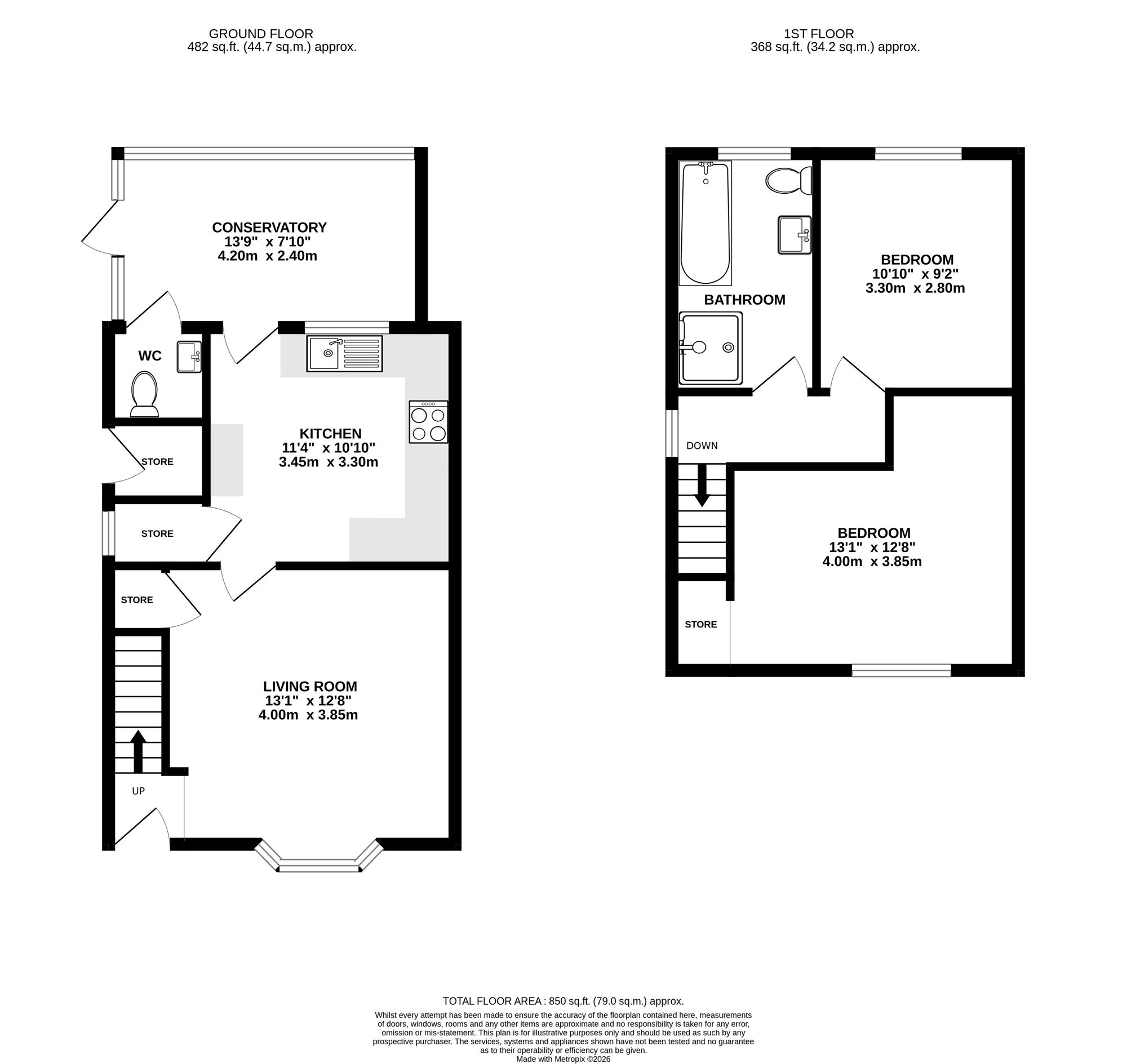 Floorplan of 2 bedroom Semi Detached House for sale, Ashbourne Road, Shottle Gate, Derbyshire, DE56