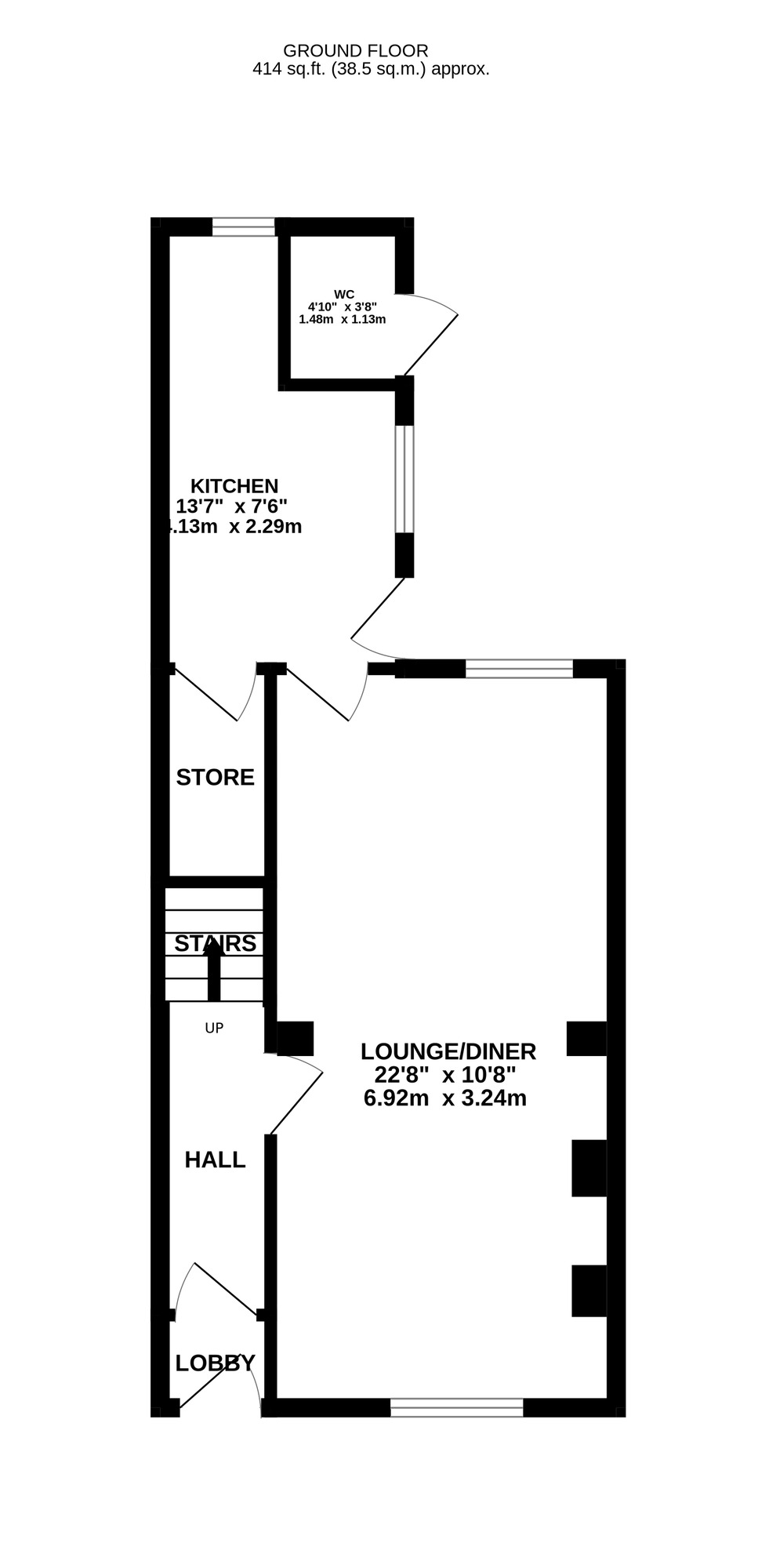 Floorplan of 3 bedroom Semi Detached House for sale, Longlands Villas, Ambergate, Derbyshire, DE56