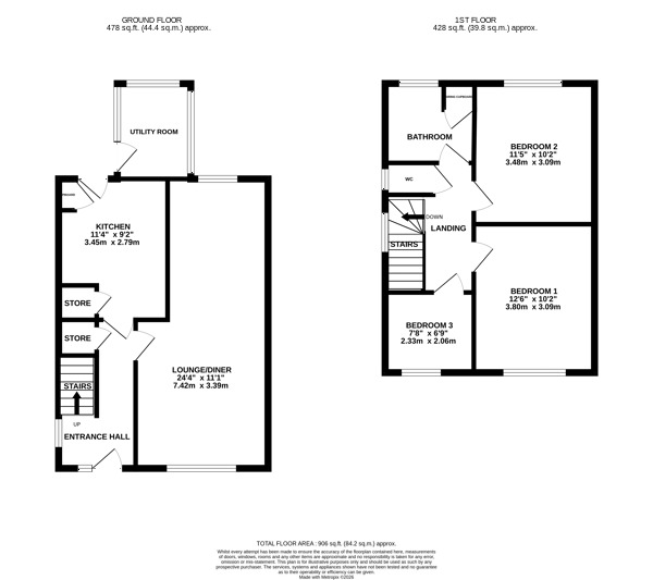 Floorplan of 3 bedroom Detached House for sale, Lowlands Road, Belper, Derbyshire, DE56