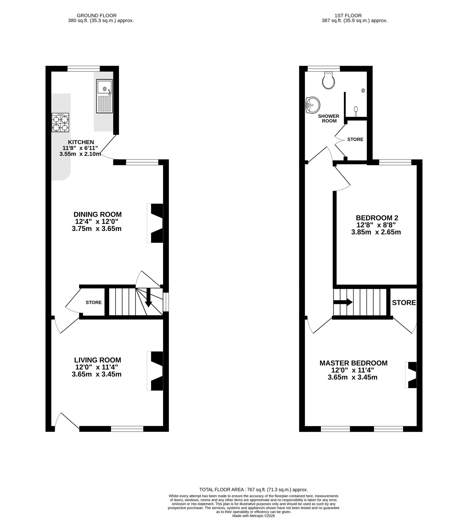 Floorplan of 2 bedroom Semi Detached House for sale, Broadholme Lane, Belper, Derbyshire, DE56