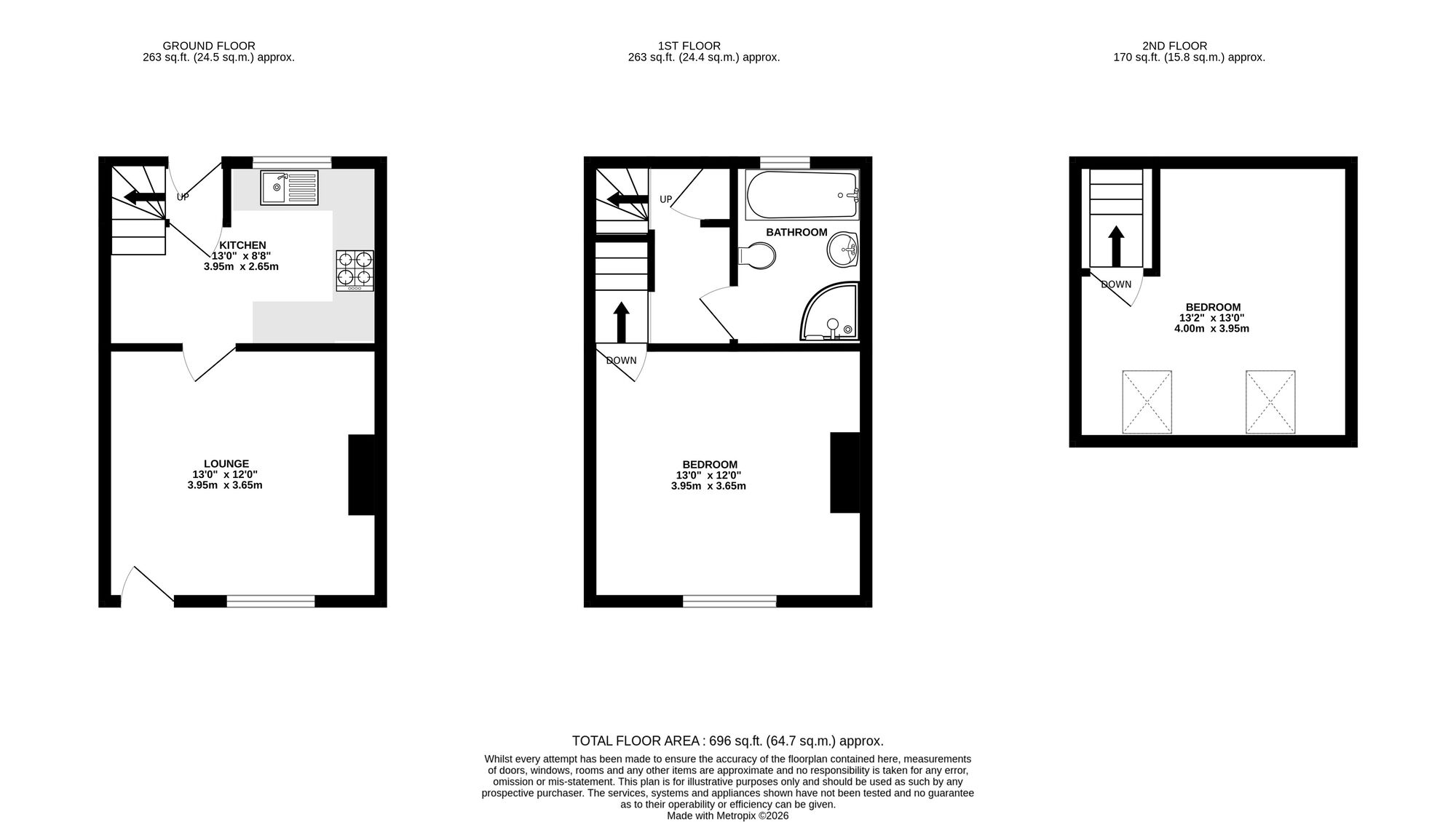 Floorplan of 2 bedroom Mid Terrace House for sale, Derby Road, Ambergate, Derbyshire, DE56