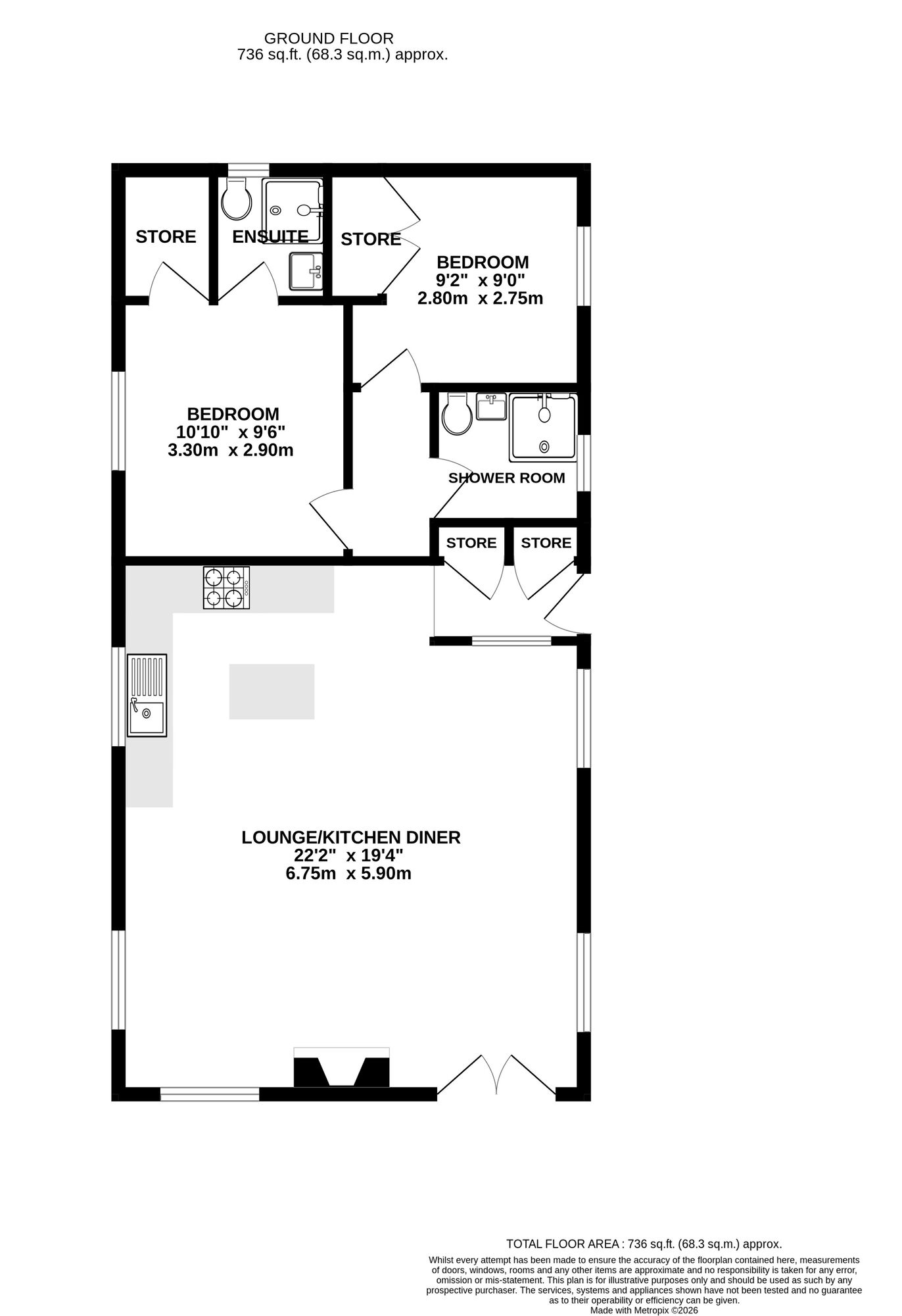 Floorplan of 2 bedroom Detached Property for sale, Alsop Lane, Merebrook Park, Matlock, DE4