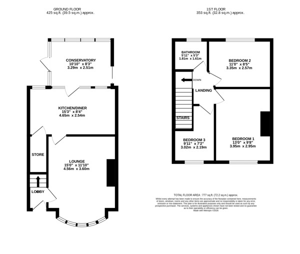 Floorplan of 3 bedroom Mid Terrace House for sale, Whitemoor Lane, Belper, Derbyshire, DE56
