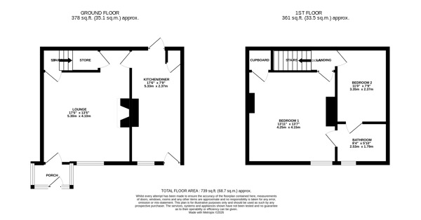 Floorplan of 2 bedroom Mid Terrace House for sale, Drovers Way, Ambergate, Derbyshire, DE56