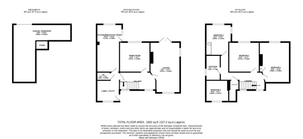 Floorplan of 4 bedroom Detached House for sale, Shireoaks, Belper, Derbyshire, DE56