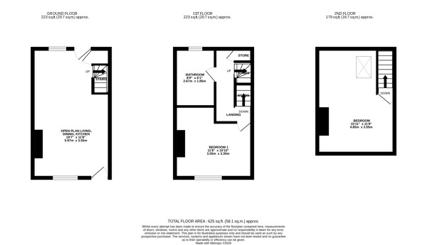 Floorplan of 2 bedroom Mid Terrace House for sale, Broadholme Lane, Belper, Derbyshire, DE56