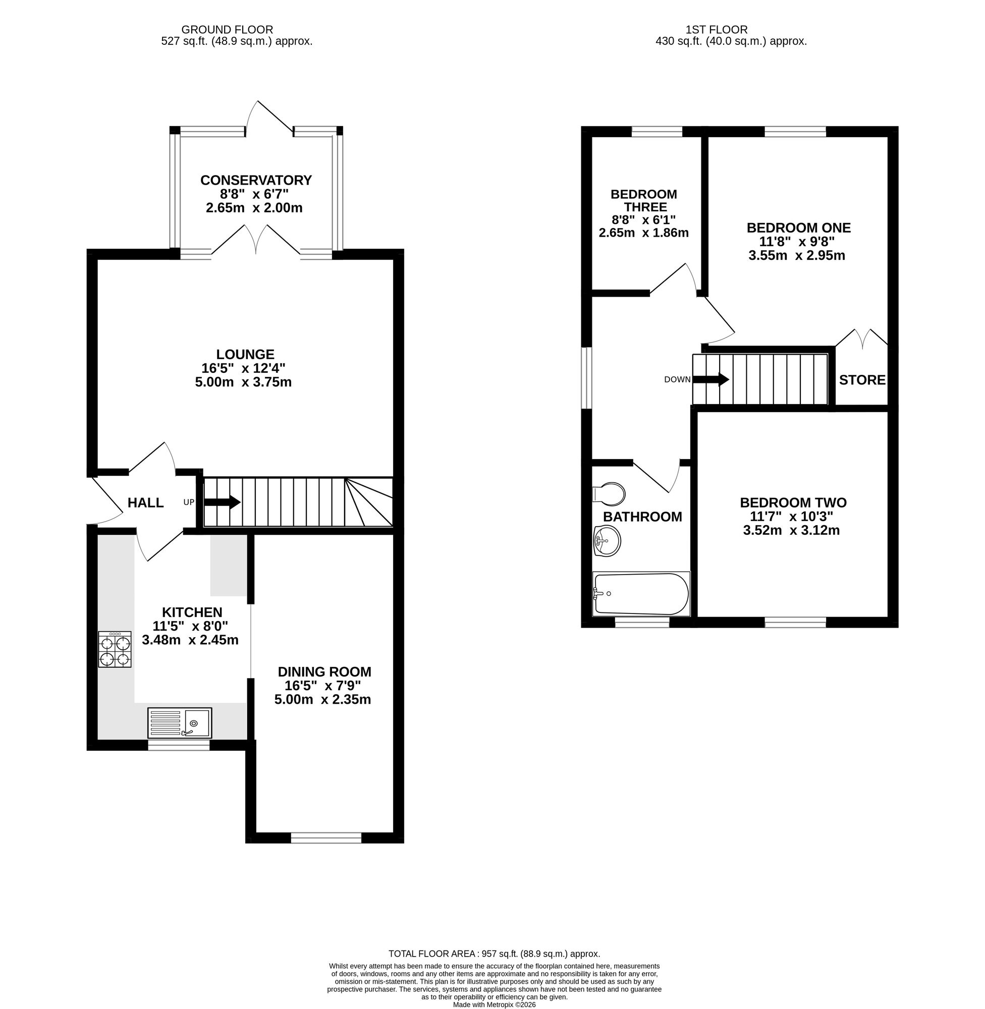 Floorplan of 3 bedroom Semi Detached House for sale, Church Street, Denby Village, Derbyshire, DE5