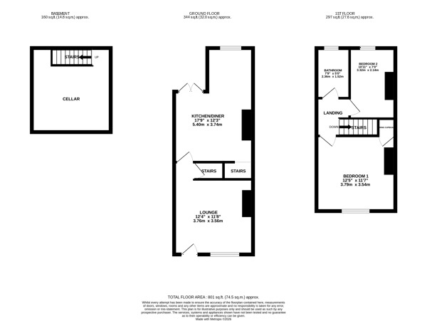 Floorplan of 2 bedroom Semi Detached House for sale, Nottingham Road, Belper, Derbyshire, DE56