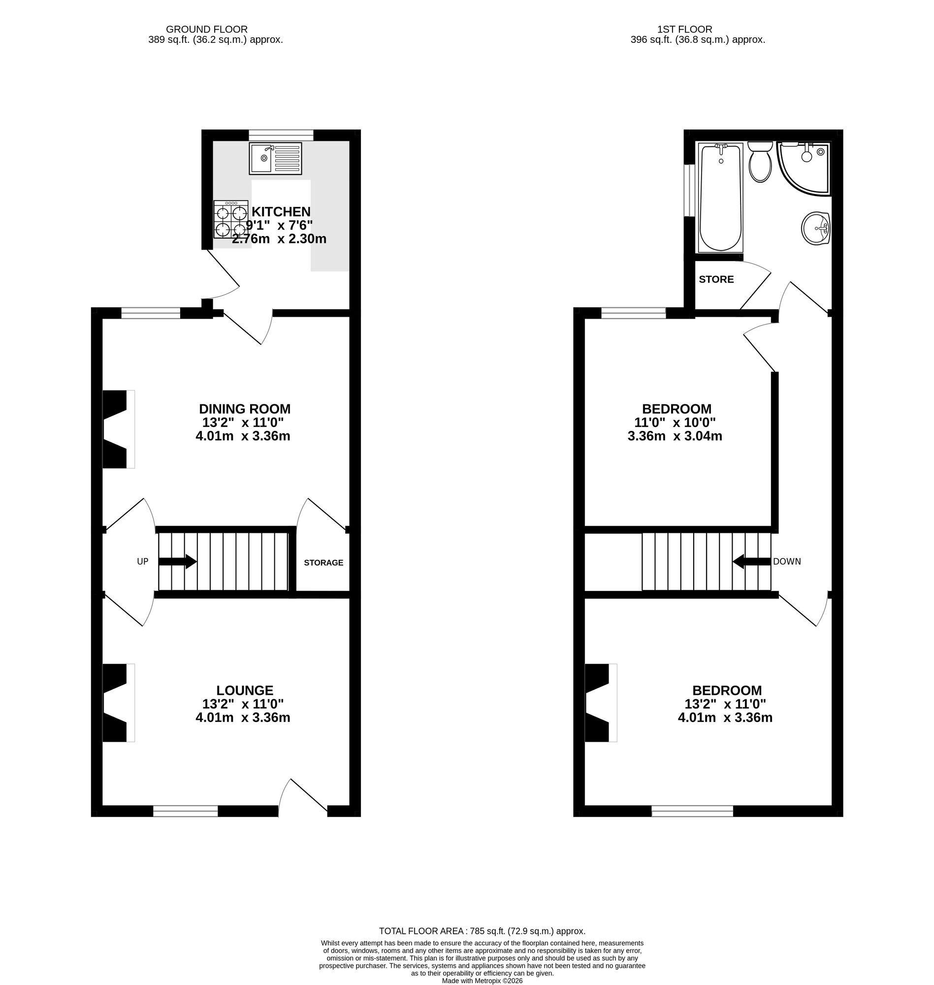 Floorplan of 2 bedroom Semi Detached House for sale, Old Road, Heage, Derbyshire, DE56