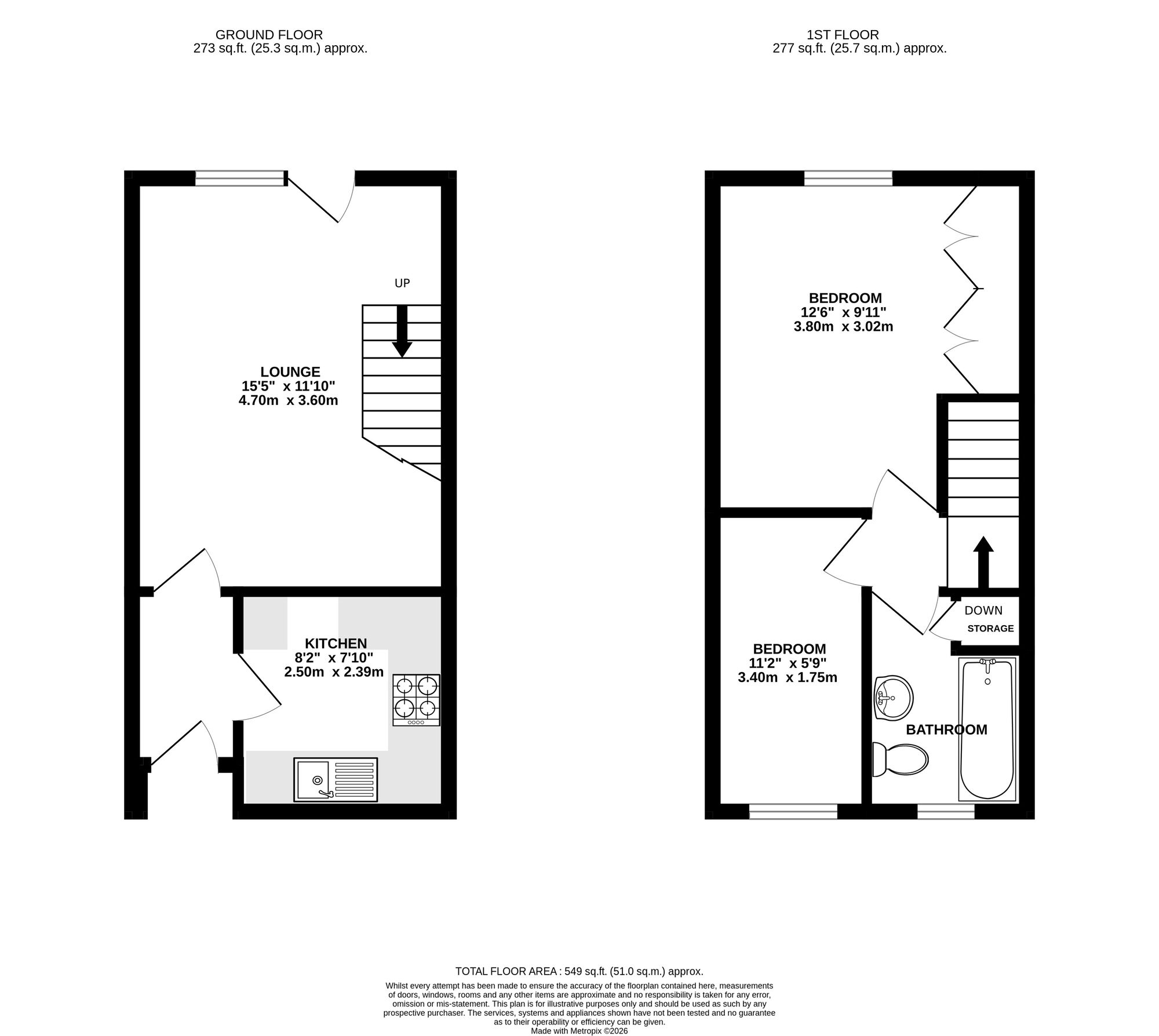 Floorplan of 2 bedroom Mid Terrace House for sale, Jubilee Court, Belper, Derbyshire, DE56