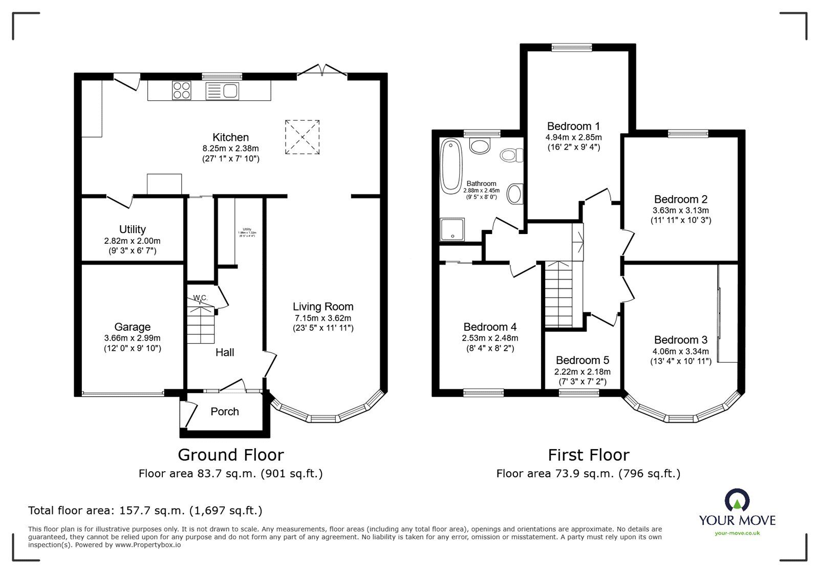 Floorplan of 5 bedroom Semi Detached House to rent, Broadway, Chadderton, Oldham, OL9