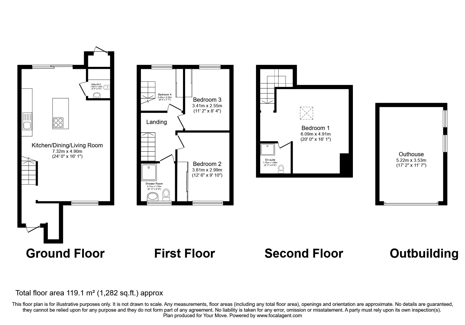 Floorplan of 4 bedroom Mid Terrace House for sale, Bowgreave Avenue, Bolton, Greater Manchester, BL2
