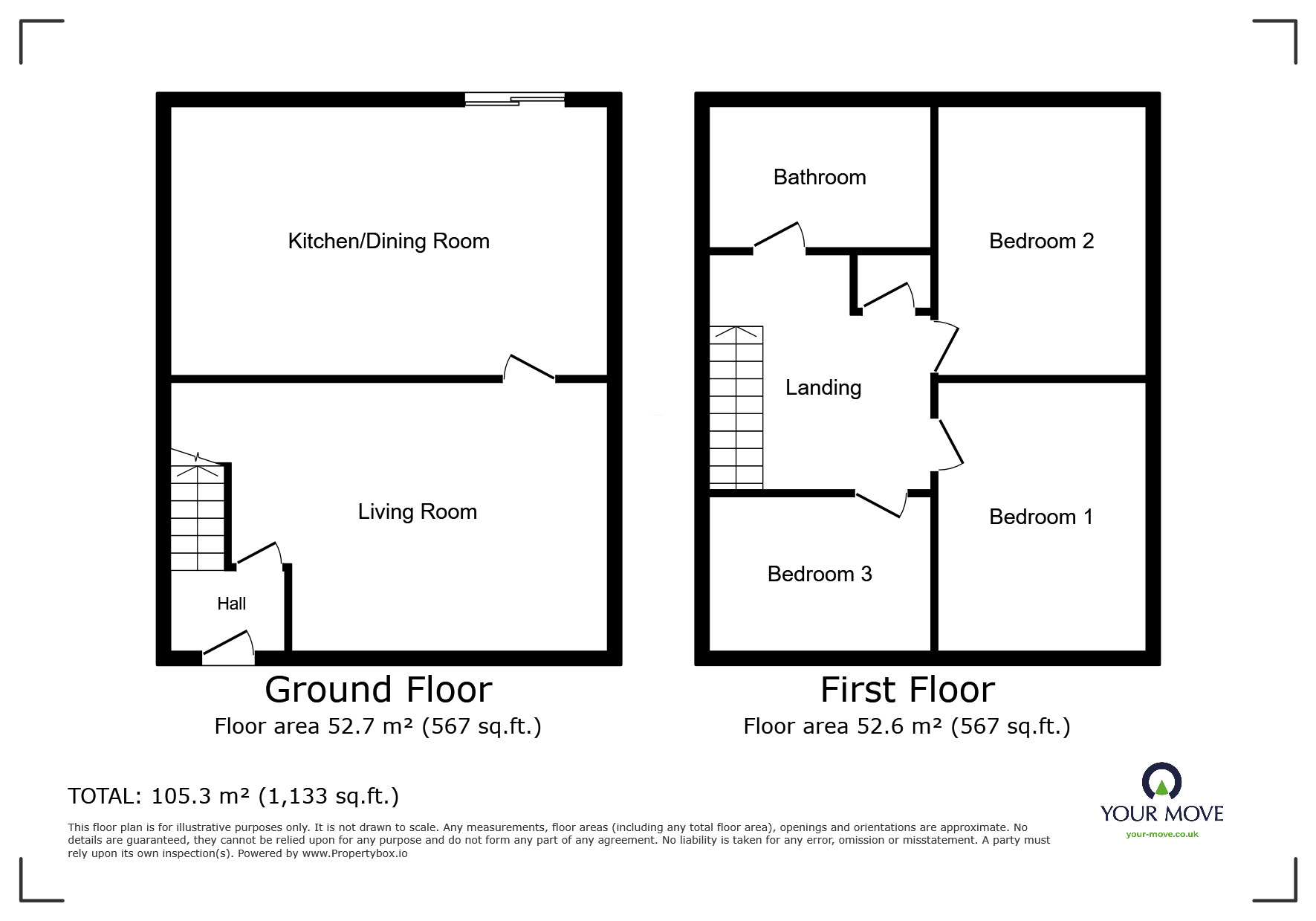 Floorplan of 3 bedroom Mid Terrace House for sale, Tarbet Drive, Bolton, Greater Manchester, BL2