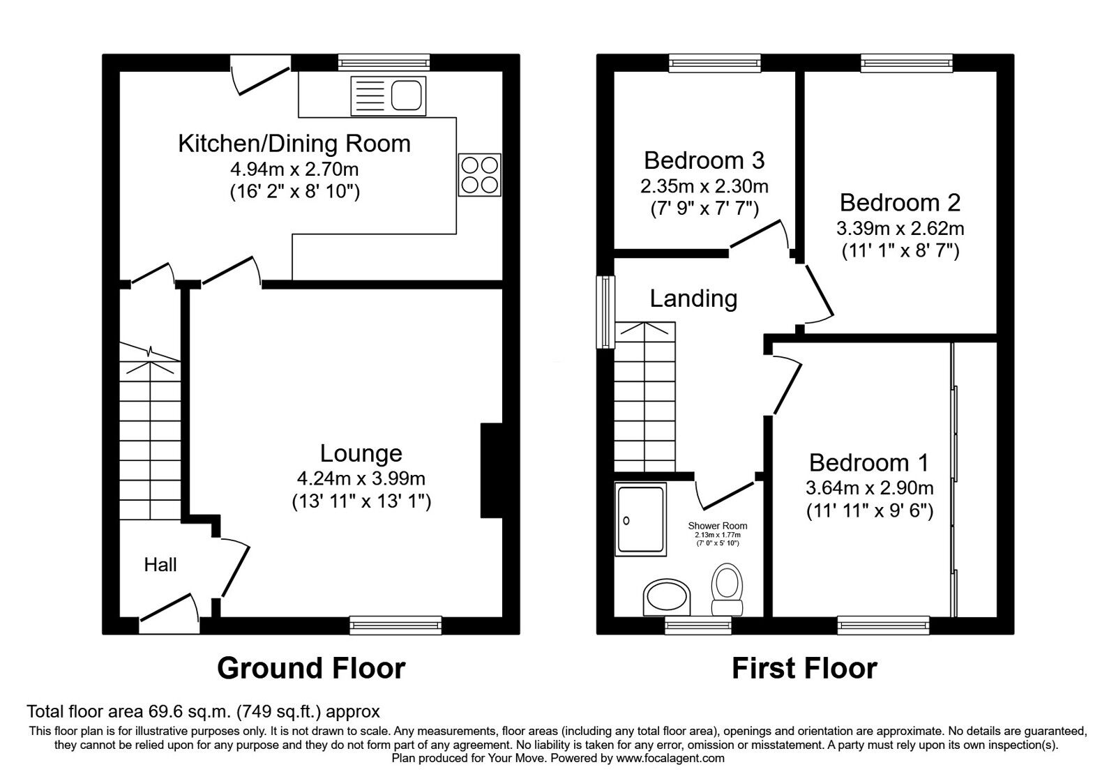 Floorplan of 3 bedroom End Terrace House for sale, Bowgreave Avenue, Bolton, Greater Manchester, BL2
