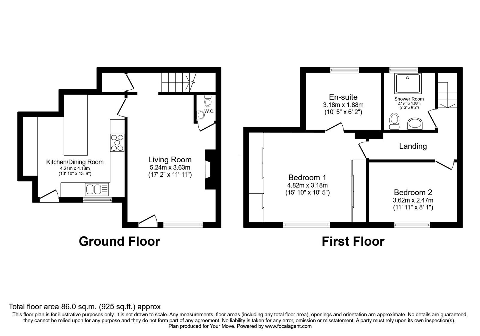 Floorplan of 2 bedroom End Terrace House for sale, Blackburn Road, Egerton, Greater Manchester, BL7