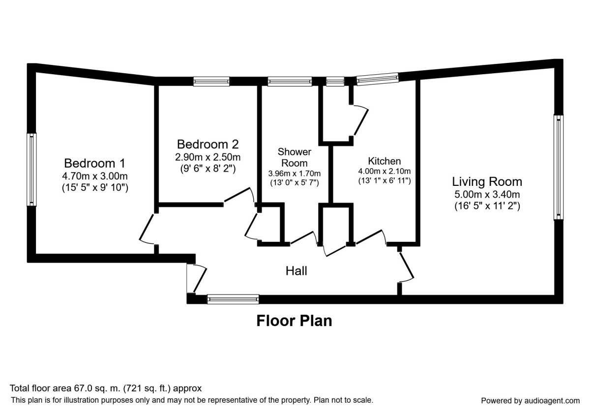Floorplan of 2 bedroom  Flat to rent, High Street, Bromsgrove, Worcestershire, B61