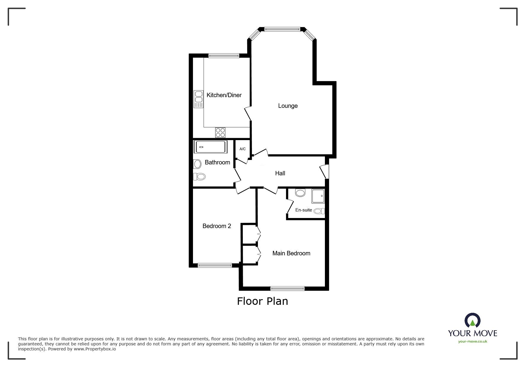 Floorplan of 2 bedroom  Flat for sale, Stratford Gardens, Bromsgrove, Worcestershire, B60