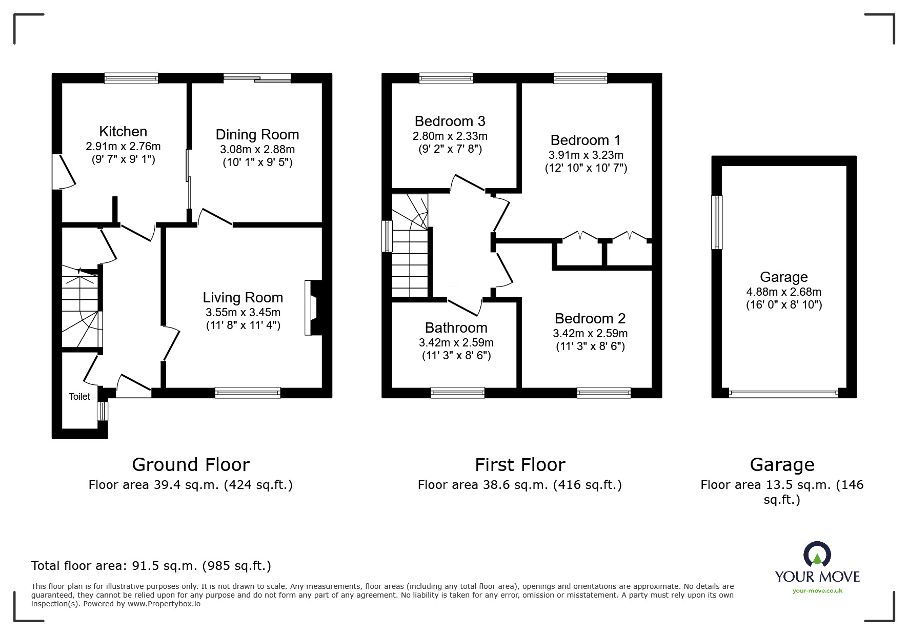 Floorplan of 3 bedroom End Terrace House for sale, York Close, Bromsgrove, Worcestershire, B61