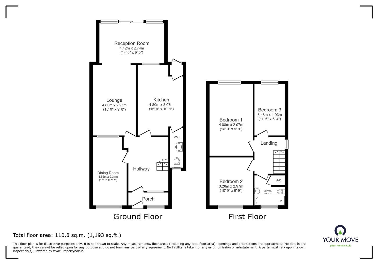 Floorplan of 3 bedroom Semi Detached House for sale, Bracken Grove, Catshill, Worcestershire, B61