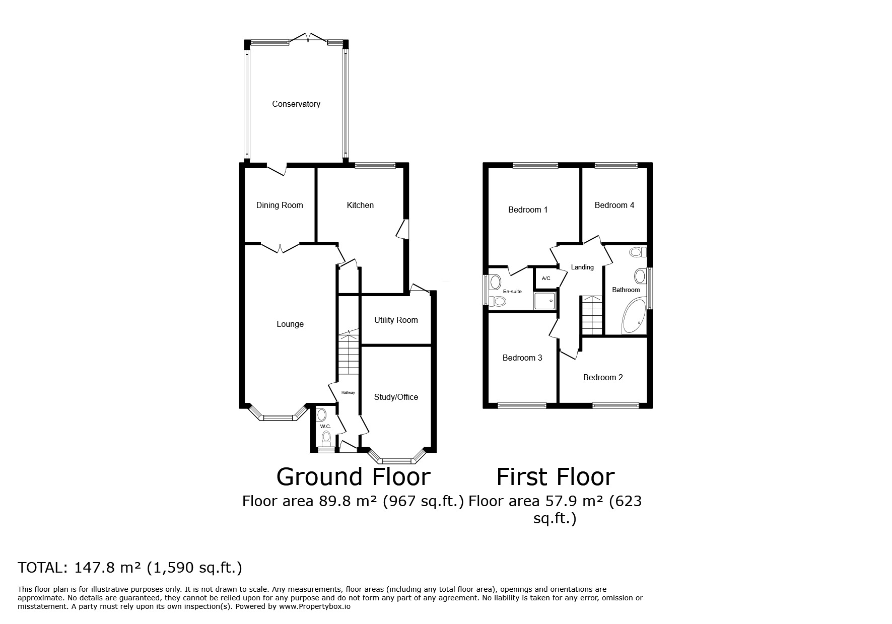 Floorplan of 4 bedroom Detached House for sale, Hanbury Road, Stoke Heath, Worcestershire, B60