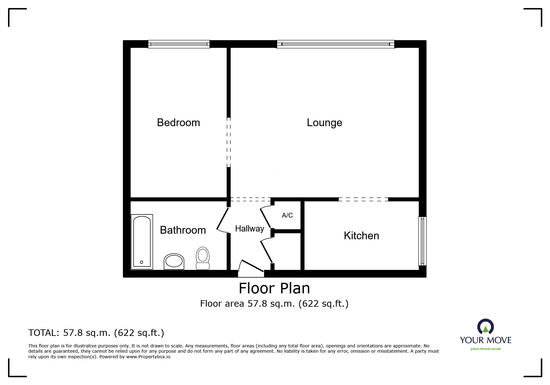 Floorplan of 1 bedroom  Flat for sale, Pennine Road, Bromsgrove, Worcestershire, B61