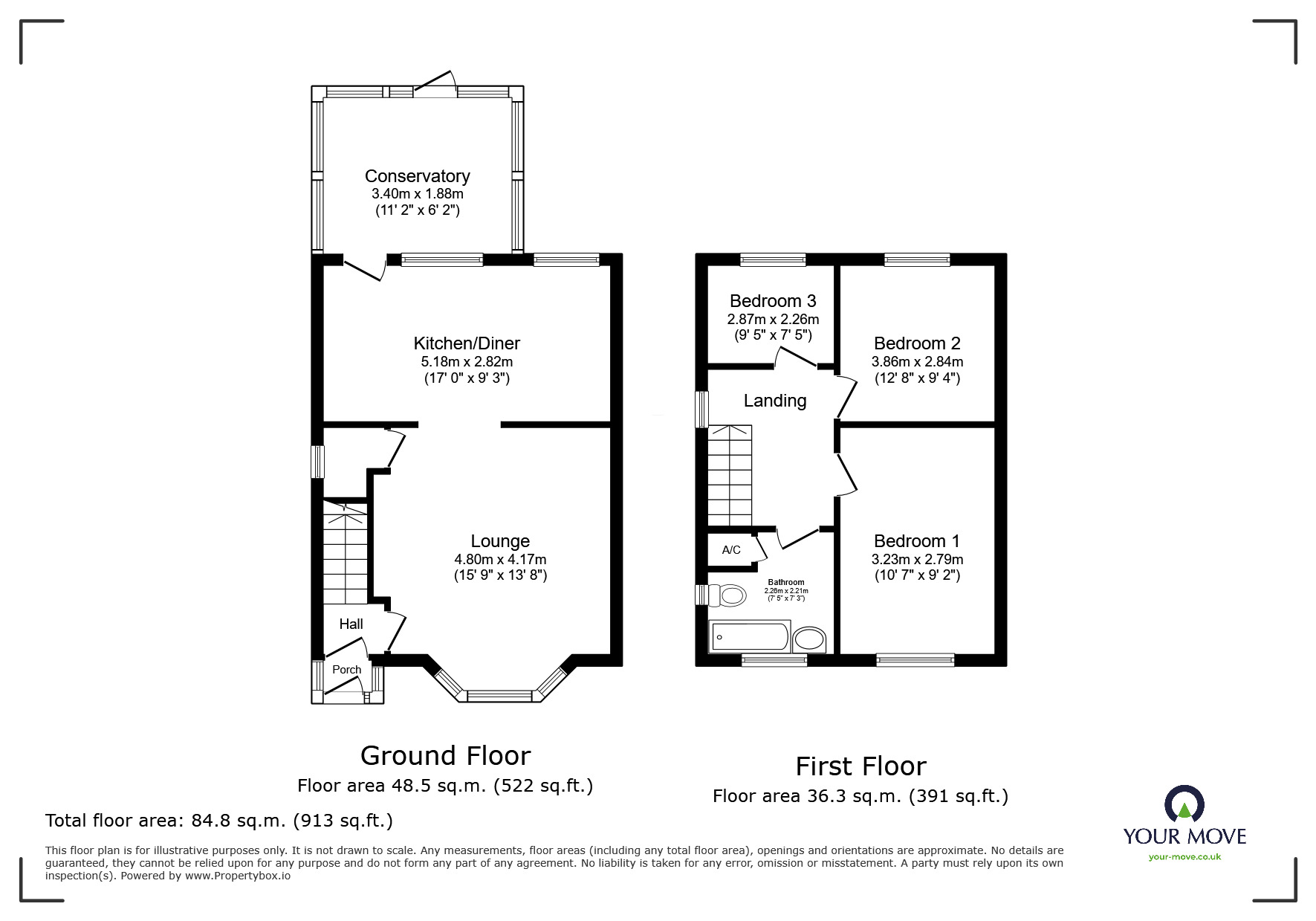Floorplan of 3 bedroom Semi Detached House for sale, Rockley Grove, Rednal, West Midlands, B45