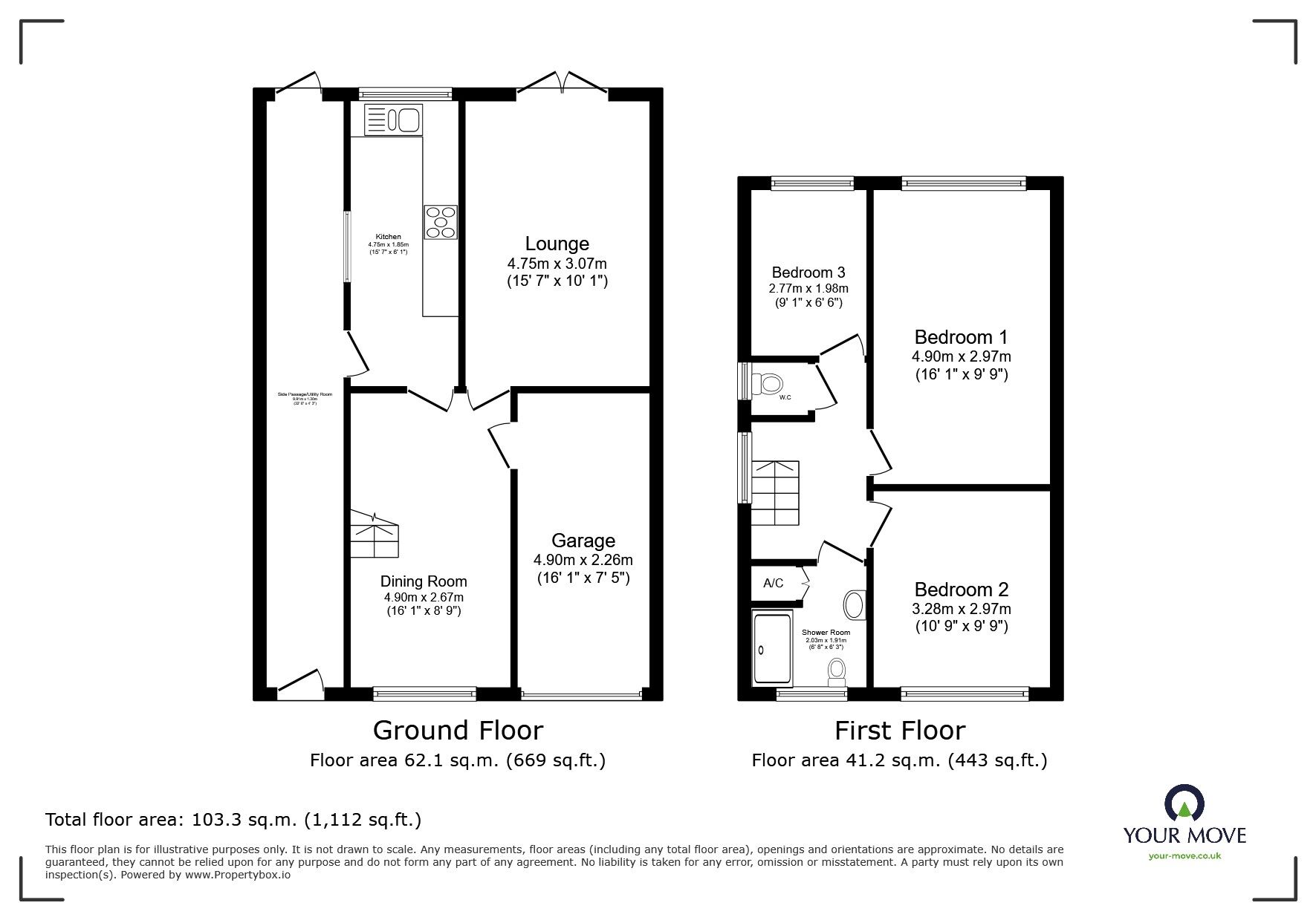 Floorplan of 3 bedroom Semi Detached House for sale, The Hayes, Birmingham, West Midlands, B31