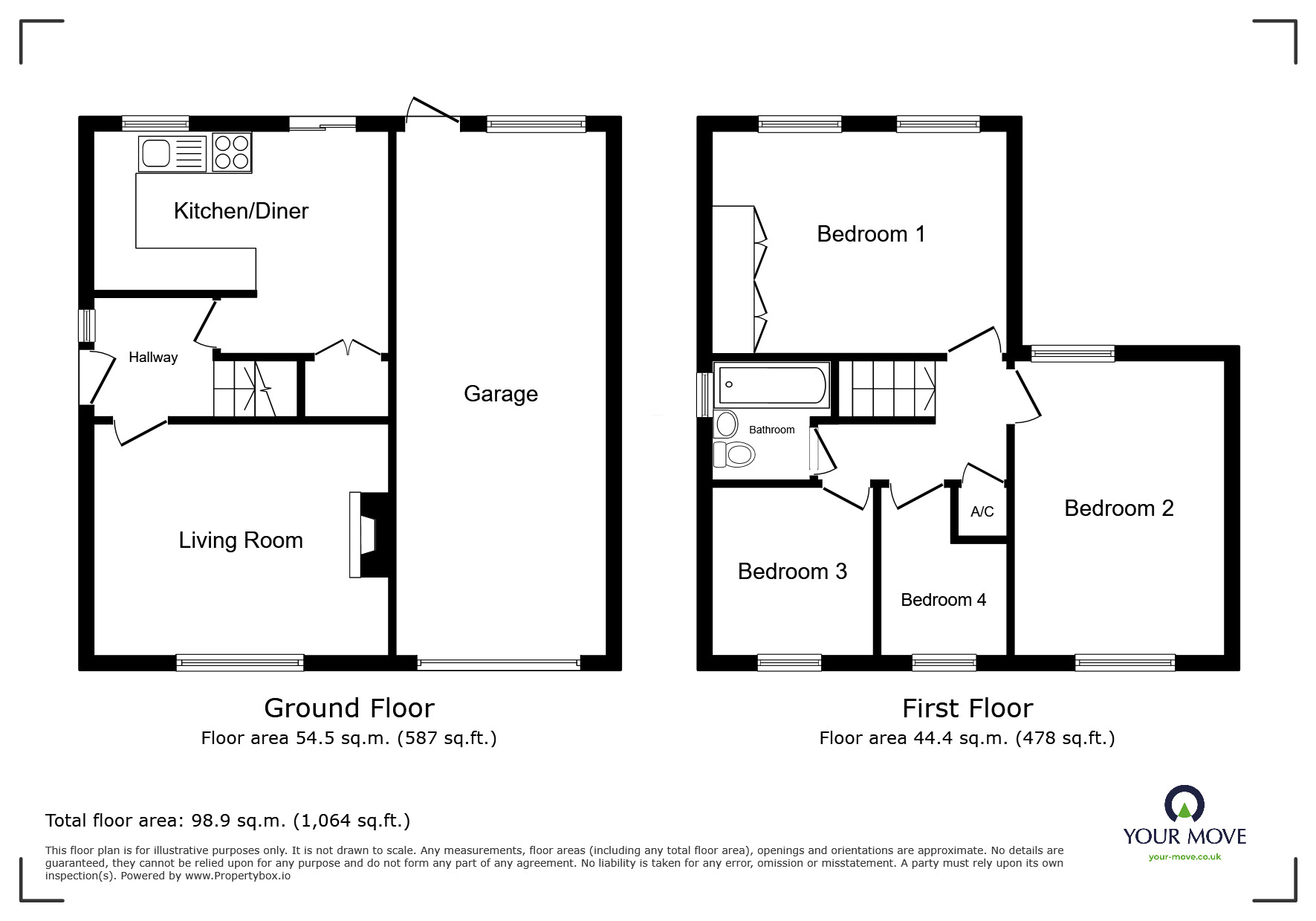 Floorplan of 4 bedroom Detached House for sale, Bewell Head, Bromsgrove, Worcestershire, B61