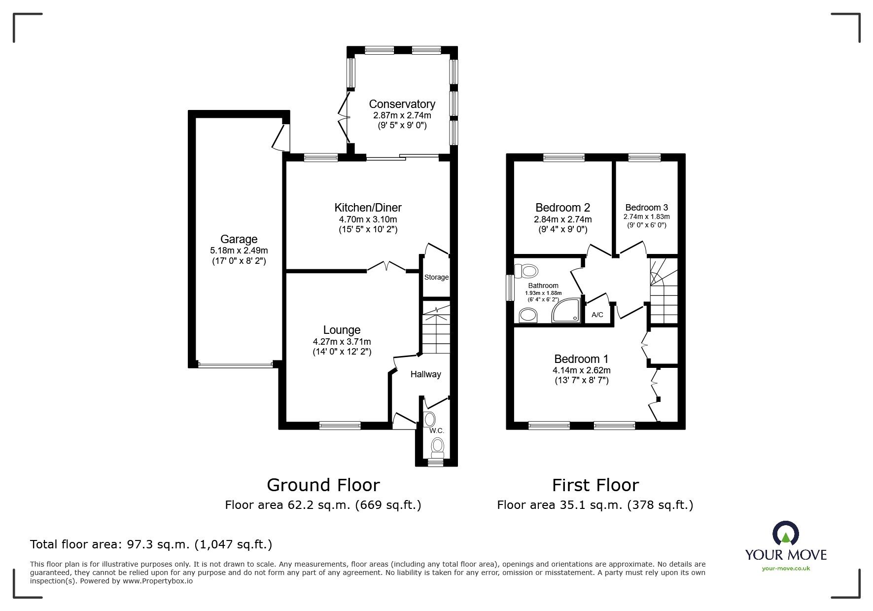 Floorplan of 3 bedroom Semi Detached House for sale, Boot Piece Lane, Redditch, Worcestershire, B97