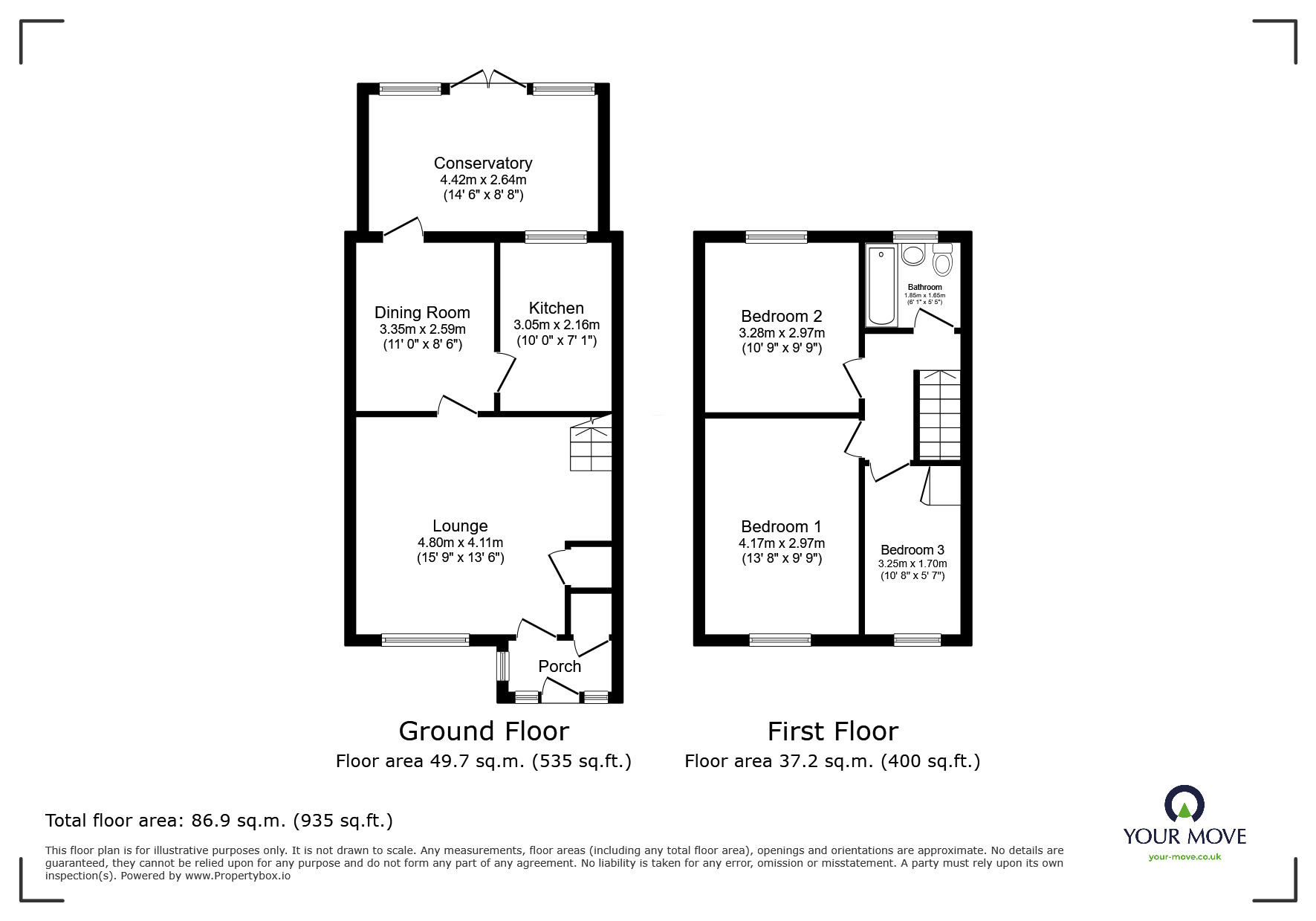 Floorplan of 3 bedroom Mid Terrace House for sale, Beehive Close, Catshill, Worcestershire, B61