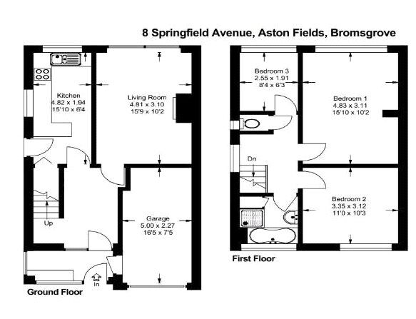 Floorplan of 3 bedroom Semi Detached House to rent, Springfield Avenue, Bromsgrove, Worcestershire, B60