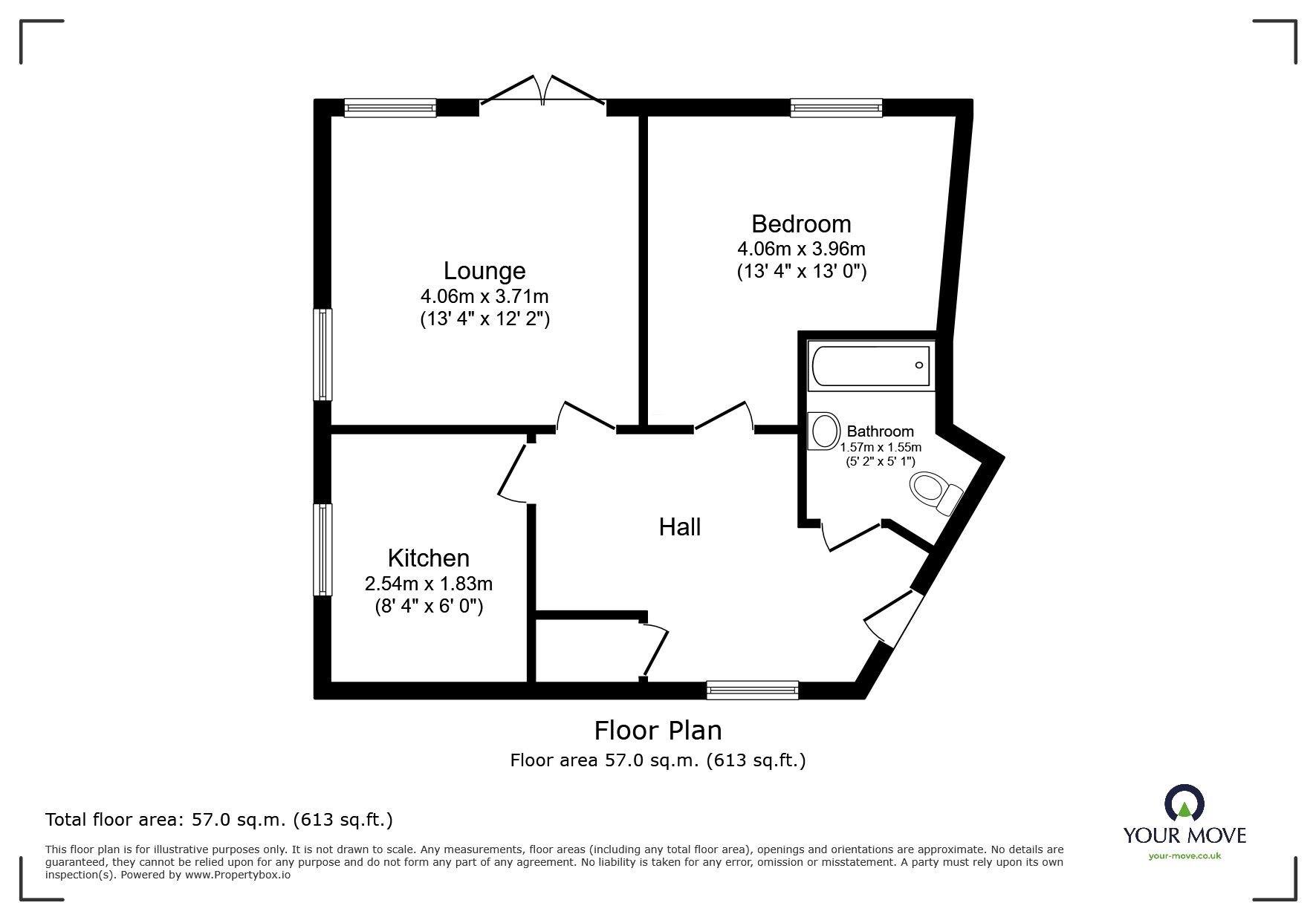 Floorplan of 1 bedroom  Flat for sale, Worcester Road, Bromsgrove, Worcestershire, B61