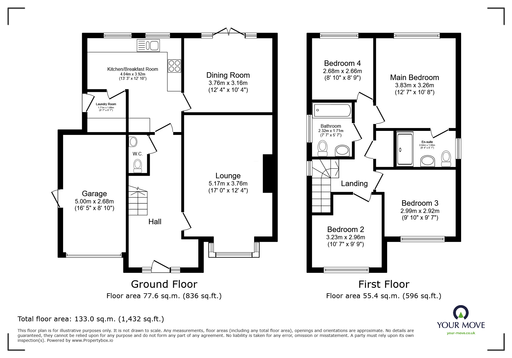 Floorplan of 4 bedroom Detached House for sale, Crownhill Meadow, Catshill, Worcestershire, B61