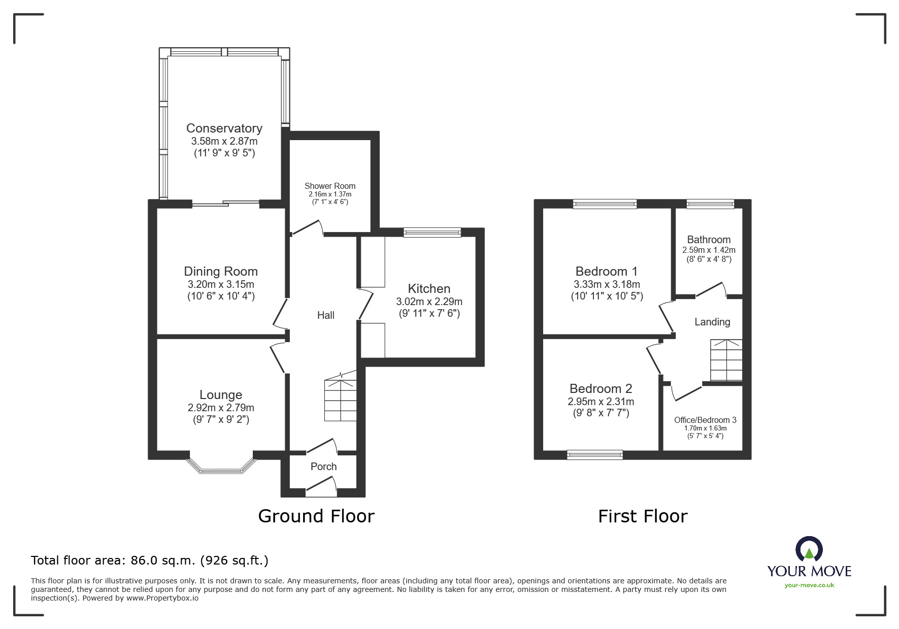 Floorplan of 3 bedroom Semi Detached House to rent, Woodrow Lane, Catshill, Worcestershire, B61