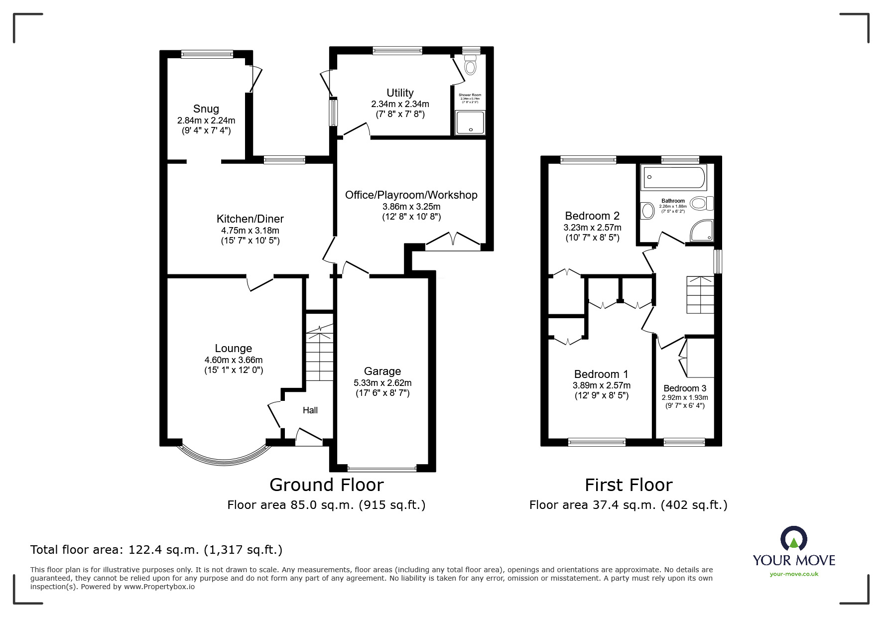 Floorplan of 3 bedroom Semi Detached House for sale, Kendal Close, Bromsgrove, Worcestershire, B60