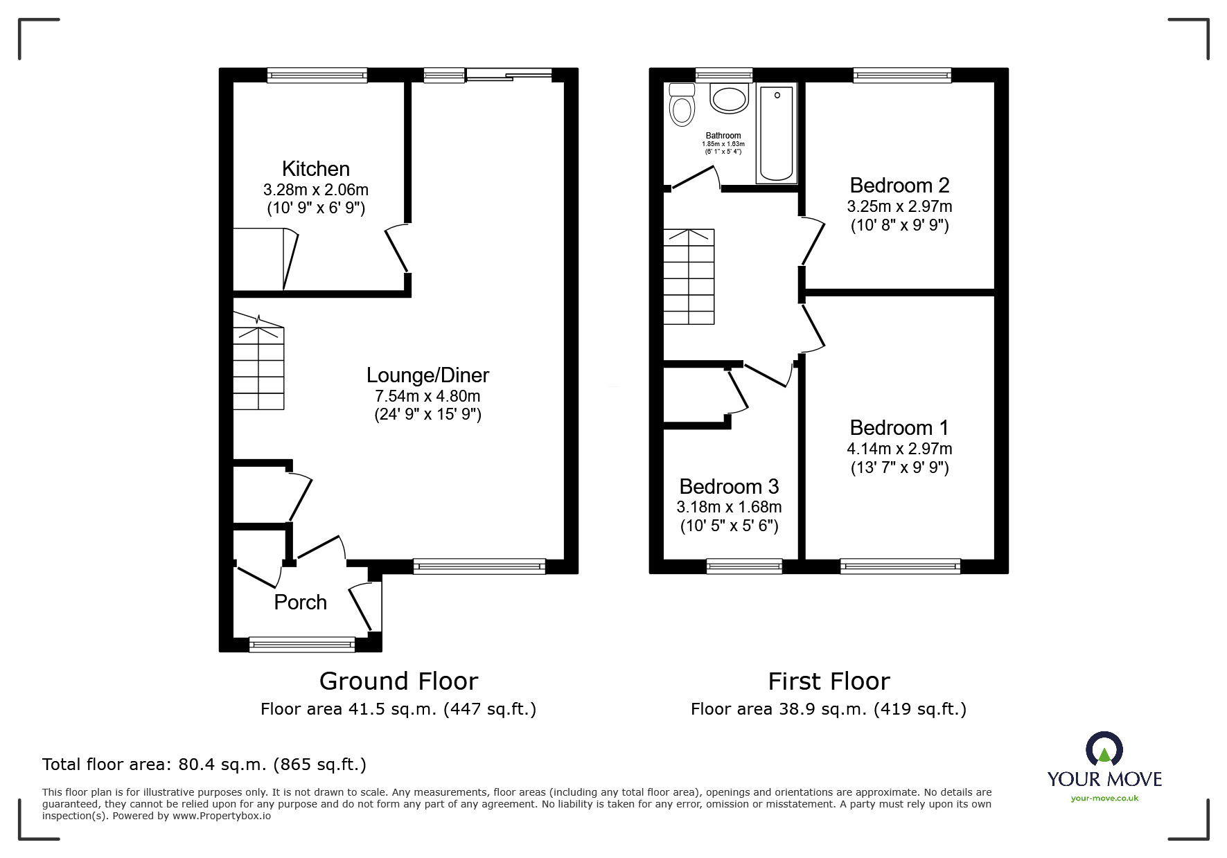 Floorplan of 3 bedroom End Terrace House for sale, Golden Cross Lane, Catshill, Worcestershire, B61